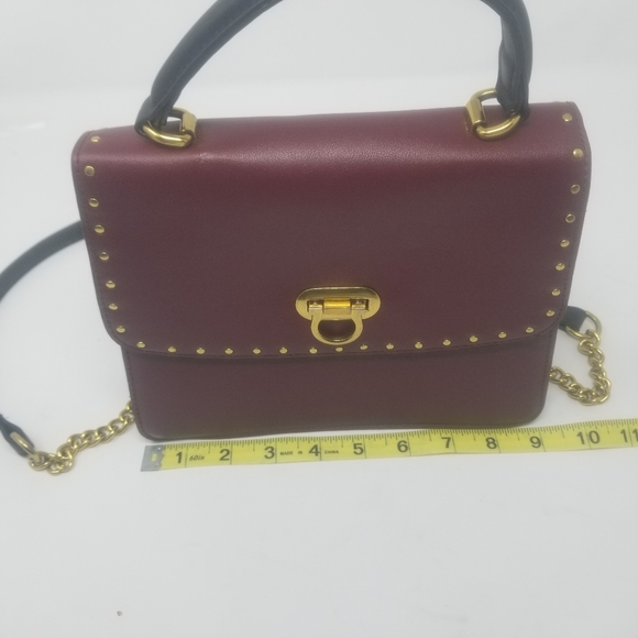 Like Dreams Burgundy Black and Gold Studded Crossbody Detachable Chain Strap Bag - Picture 9 of 10